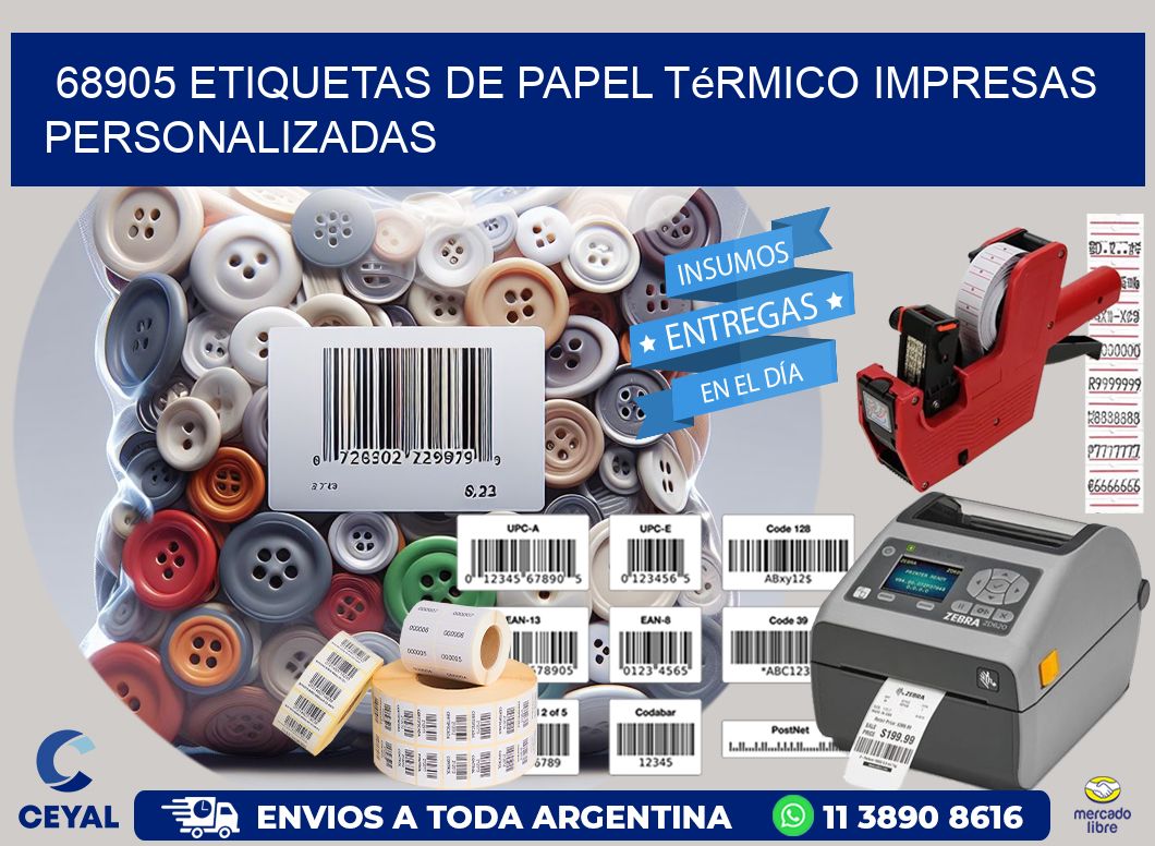 68905 Etiquetas de papel térmico impresas personalizadas