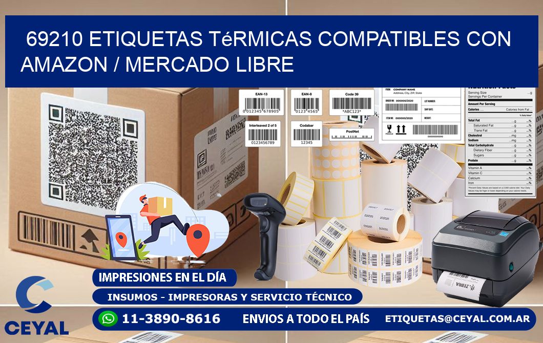 69210 etiquetas térmicas compatibles con Amazon / Mercado Libre