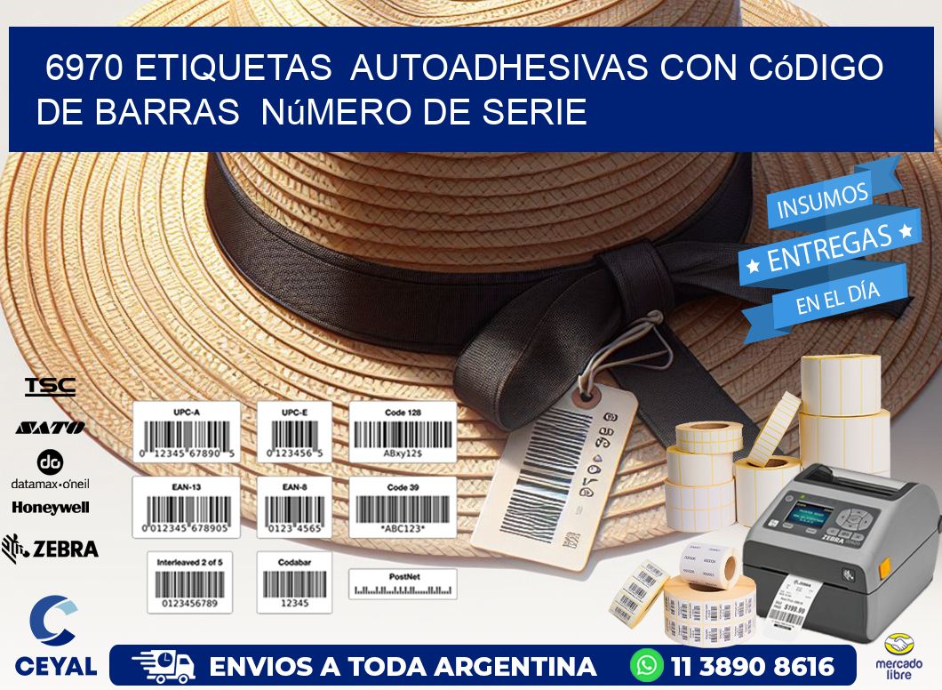 6970 etiquetas autoadhesivas con código de barras número de serie