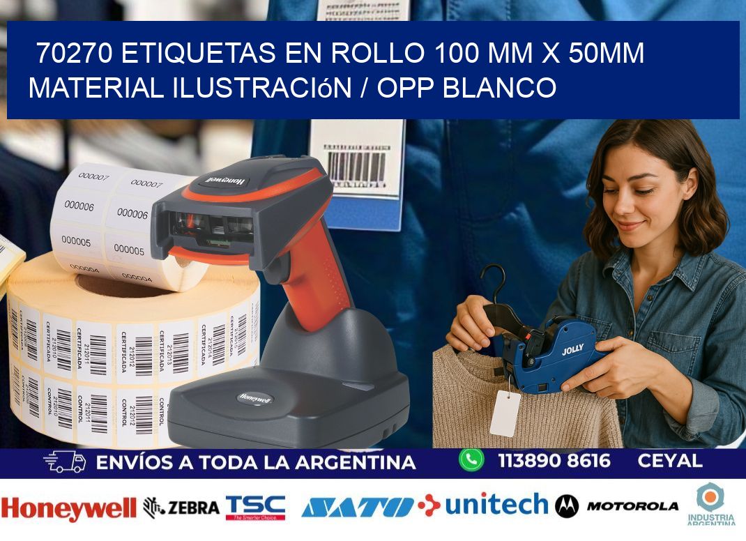 70270 Etiquetas en rollo 100 mm x 50mm material Ilustración / OPP Blanco