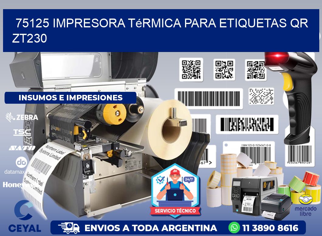 75125 impresora térmica para etiquetas QR ZT230