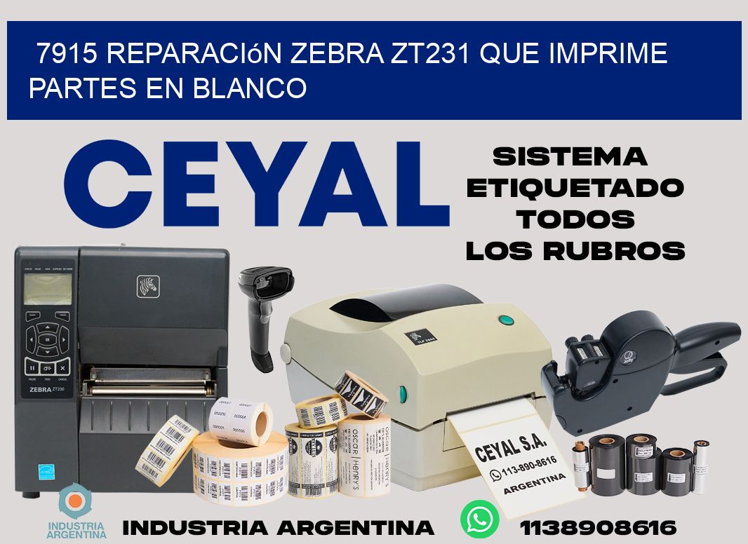 7915 reparación zebra zt231 que imprime partes en blanco