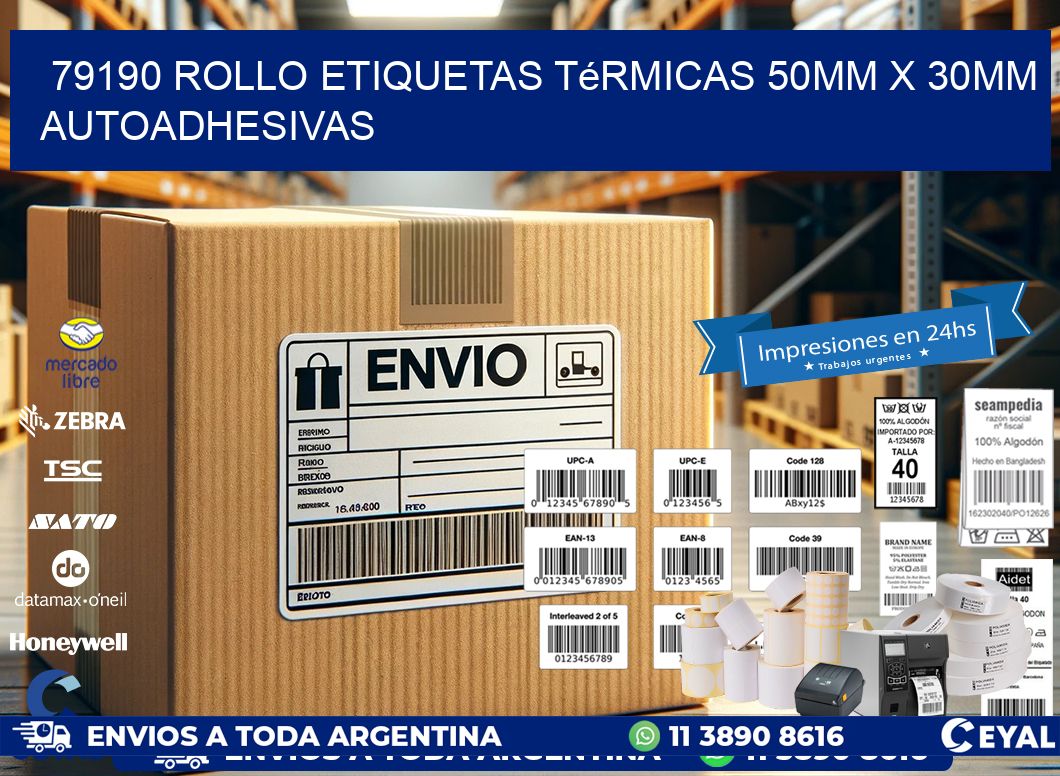 79190 Rollo Etiquetas Térmicas 50mm X 30mm Autoadhesivas