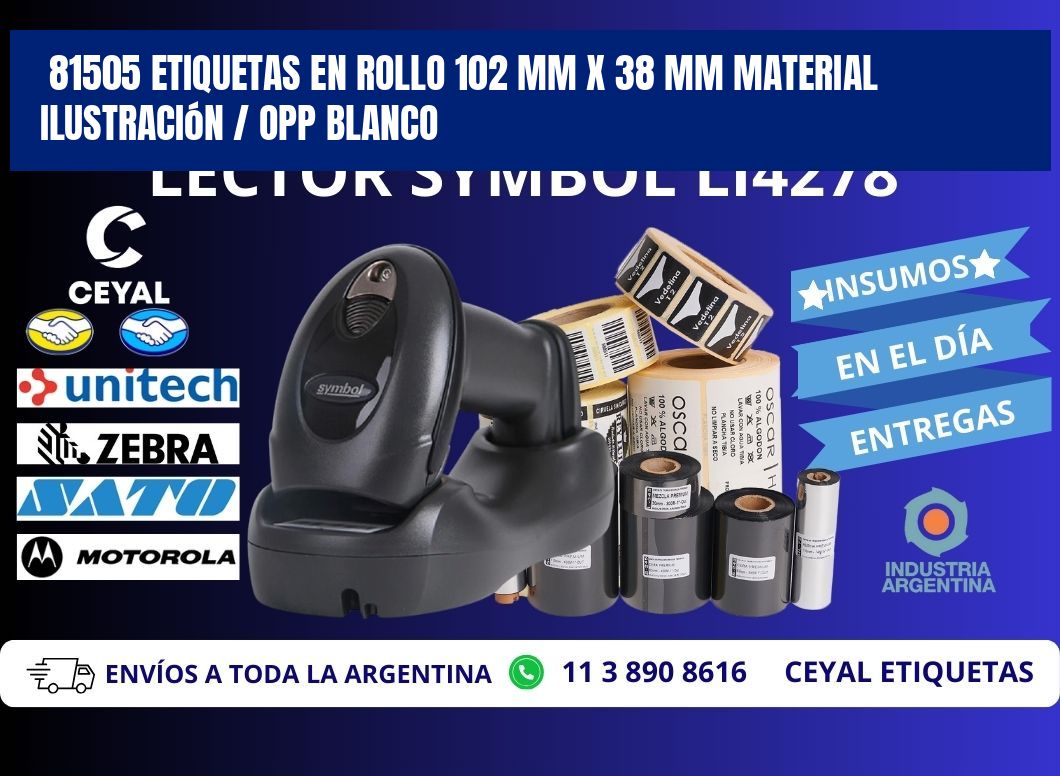 81505 Etiquetas en rollo 102 mm x 38 mm material Ilustración / OPP Blanco