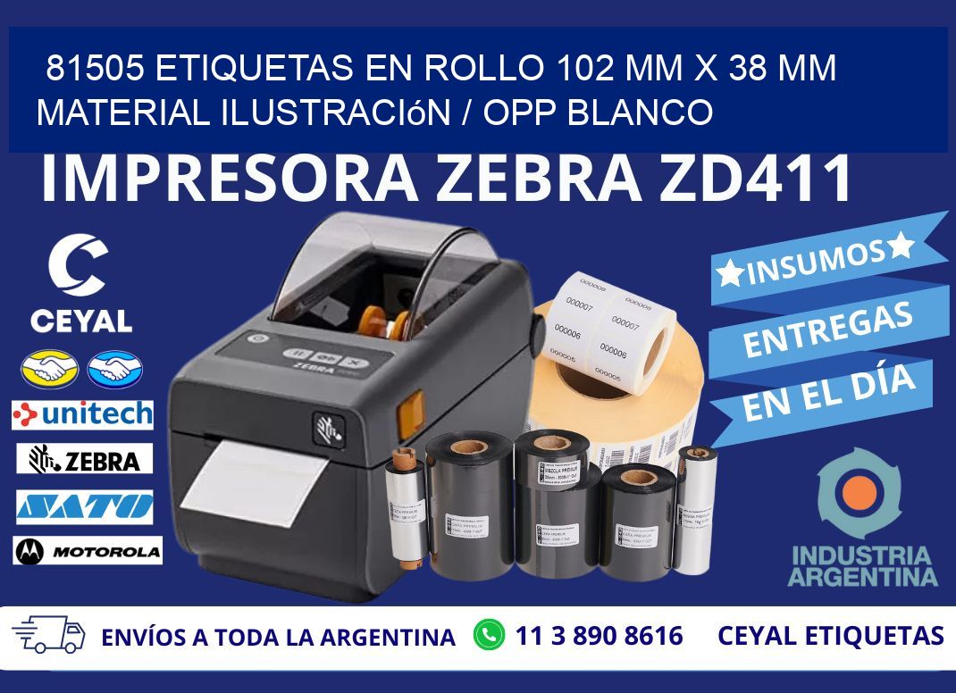 81505 Etiquetas en rollo 102 mm x 38 mm material Ilustración / OPP Blanco