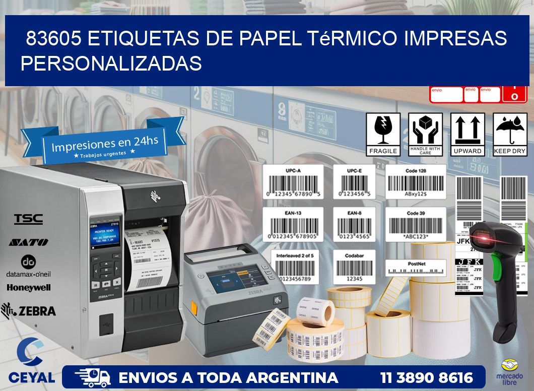 83605 Etiquetas de papel térmico impresas personalizadas