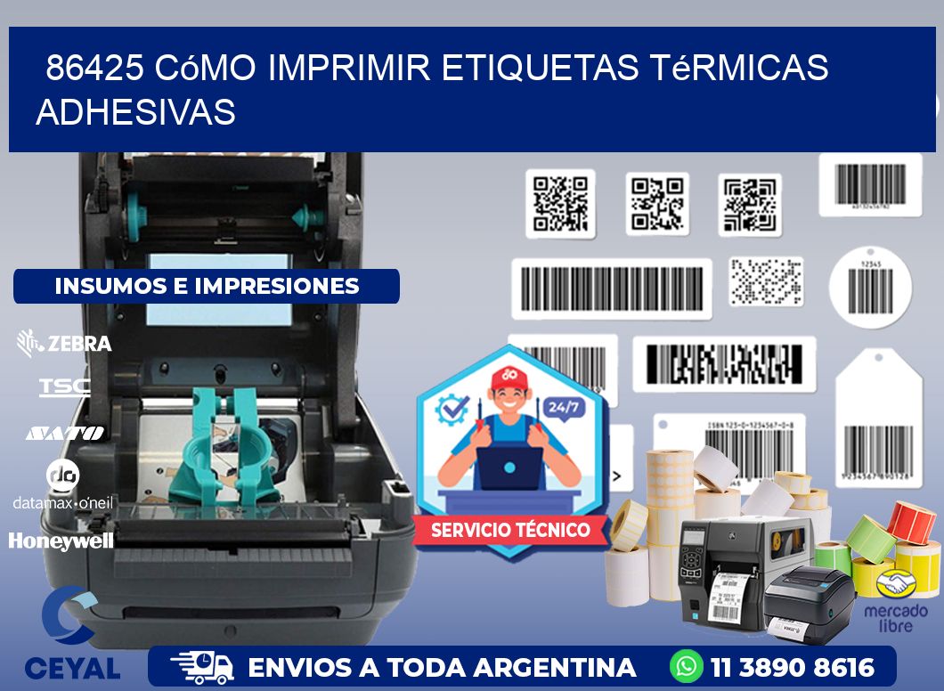86425 cómo imprimir etiquetas térmicas adhesivas