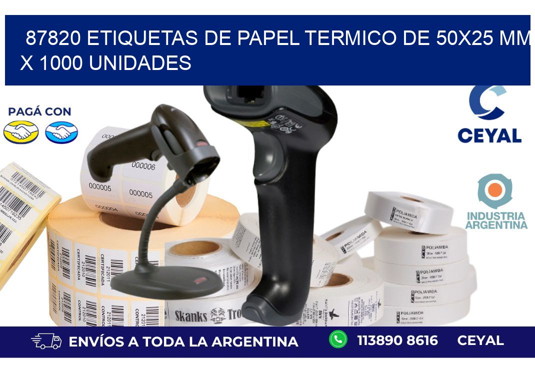 87820 Etiquetas De Papel Termico De 50x25 Mm X 1000 Unidades