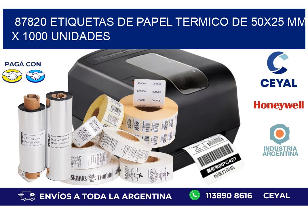 87820 Etiquetas De Papel Termico De 50x25 Mm X 1000 Unidades