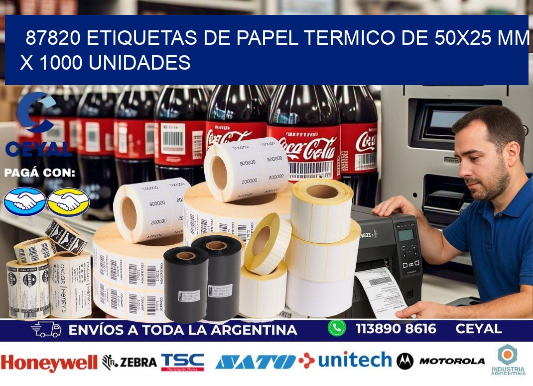 87820 Etiquetas De Papel Termico De 50×25 Mm X 1000 Unidades