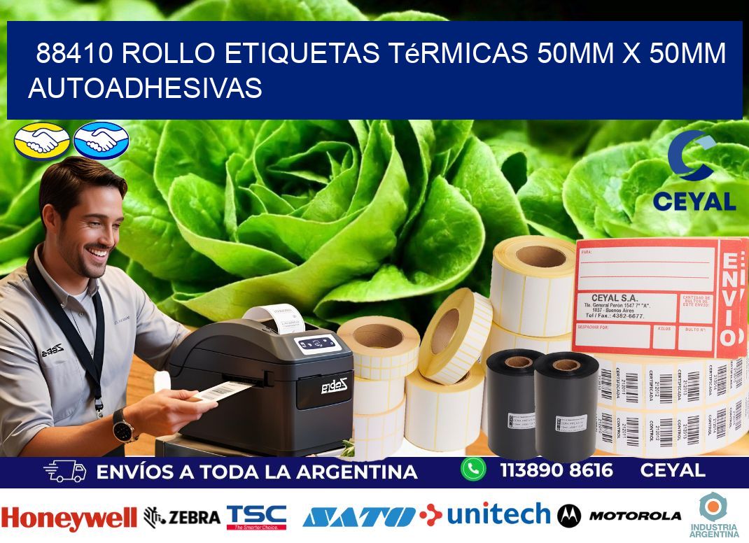 88410 Rollo Etiquetas Térmicas 50mm X 50mm Autoadhesivas