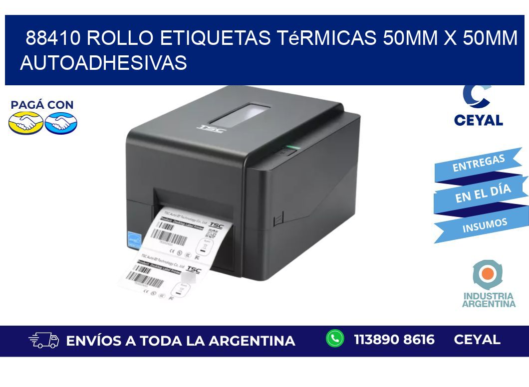 88410 Rollo Etiquetas Térmicas 50mm X 50mm Autoadhesivas