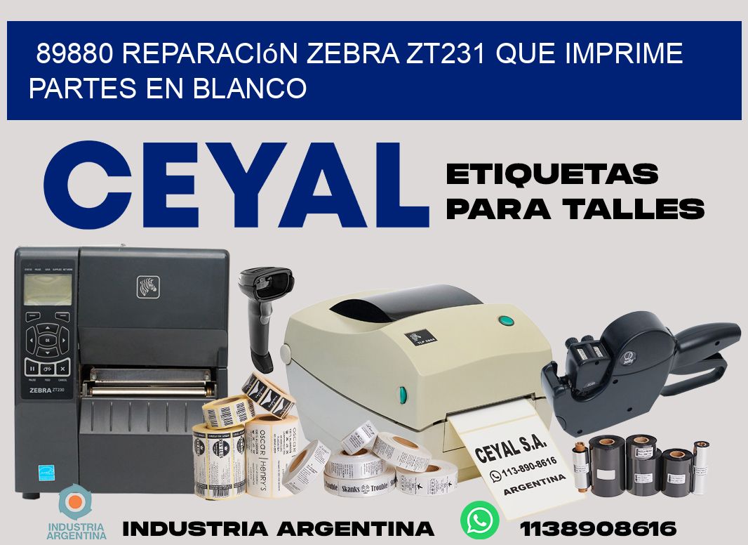 89880 reparación zebra zt231 que imprime partes en blanco