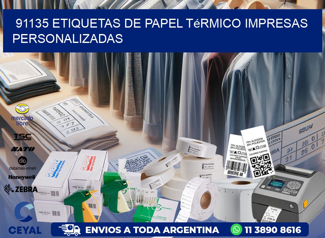 91135 Etiquetas de papel térmico impresas personalizadas