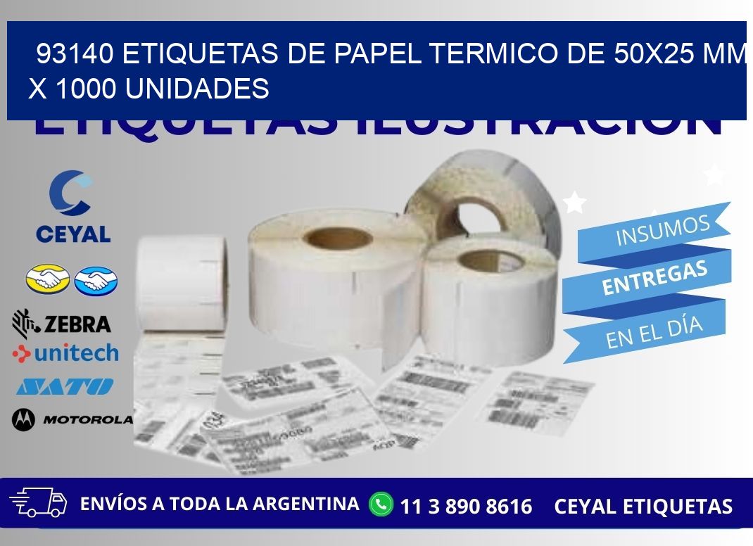 93140 Etiquetas De Papel Termico De 50x25 Mm X 1000 Unidades
