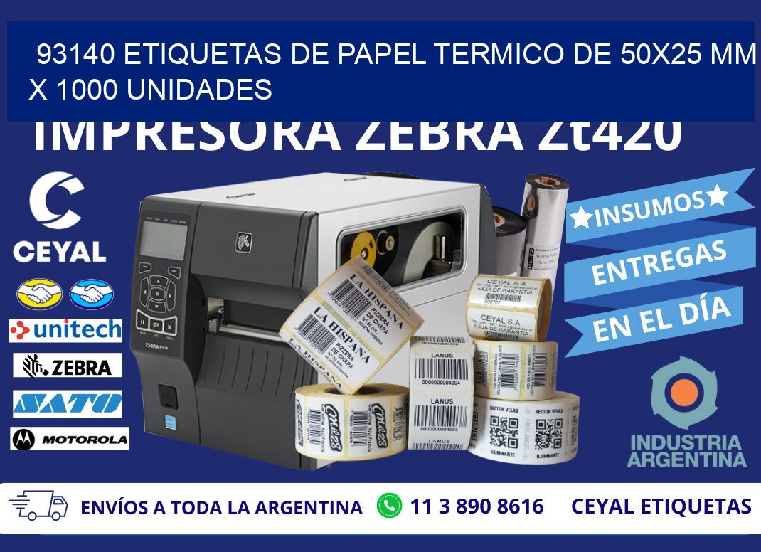 93140 Etiquetas De Papel Termico De 50×25 Mm X 1000 Unidades