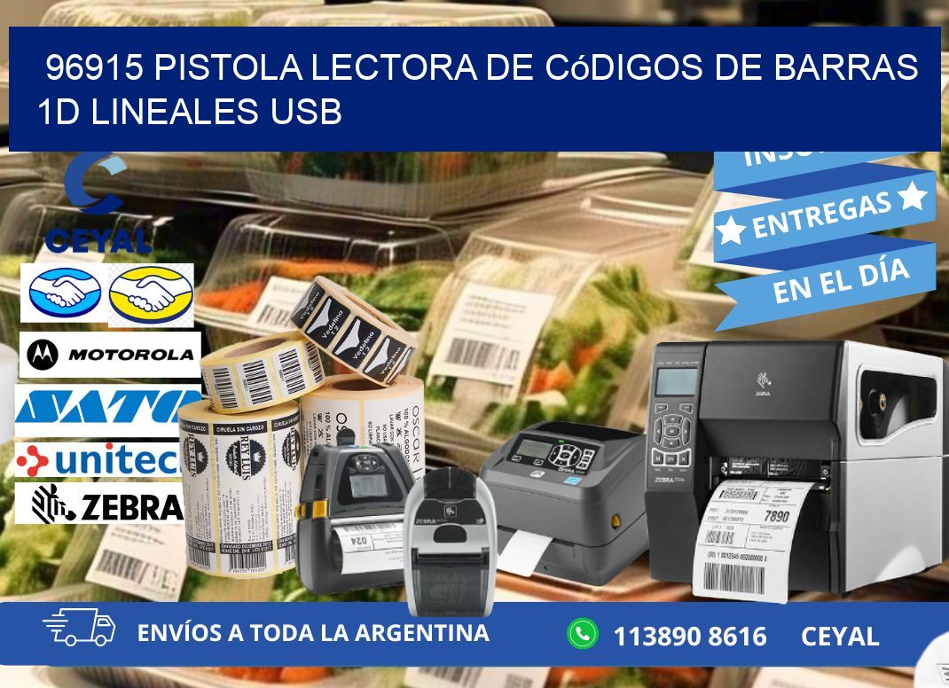 96915 Pistola Lectora De Códigos De Barras 1d Lineales Usb