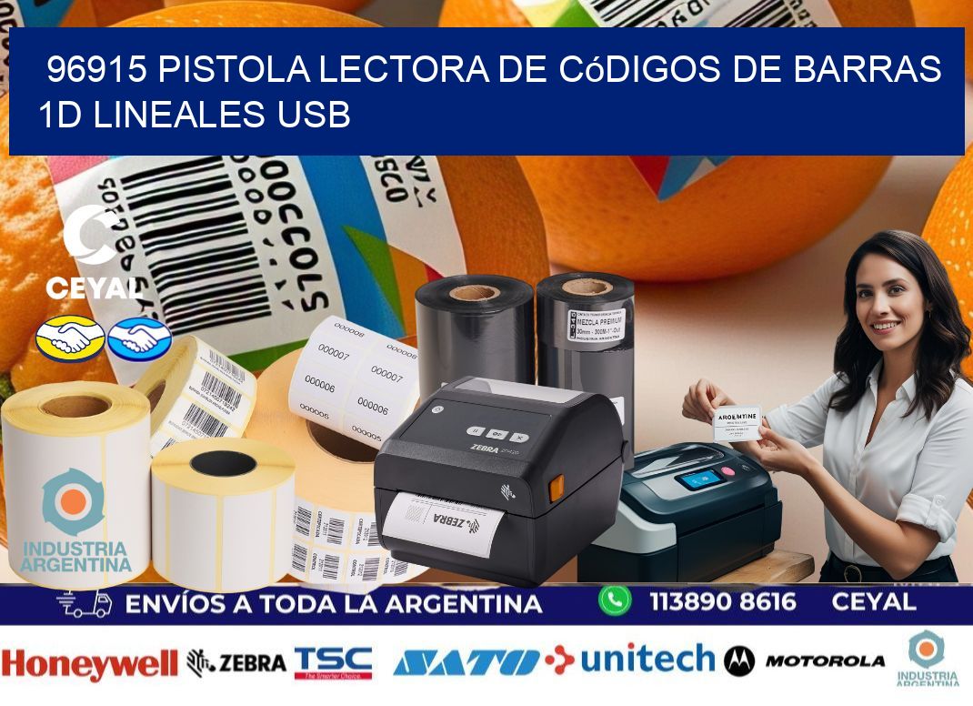 96915 Pistola Lectora De Códigos De Barras 1d Lineales Usb