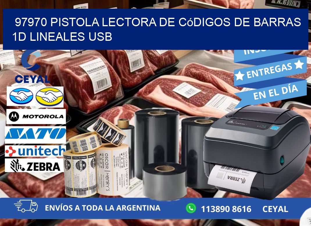 97970 Pistola Lectora De Códigos De Barras 1d Lineales Usb