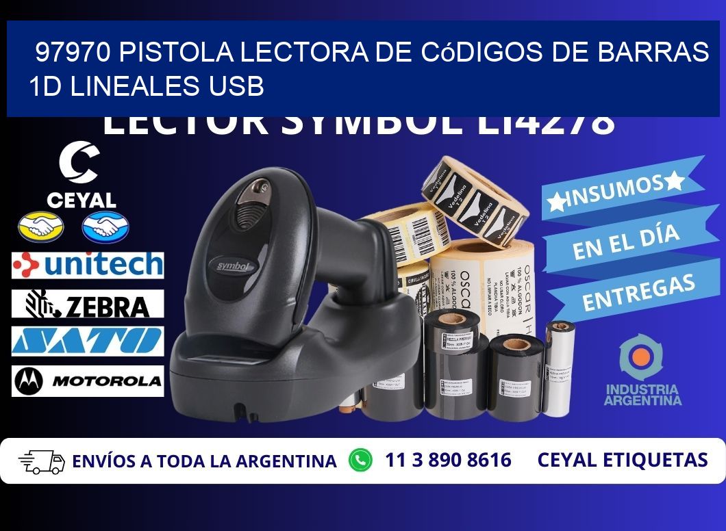 97970 Pistola Lectora De Códigos De Barras 1d Lineales Usb