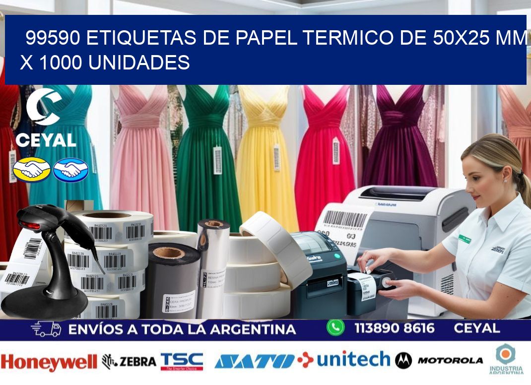 99590 Etiquetas De Papel Termico De 50×25 Mm X 1000 Unidades