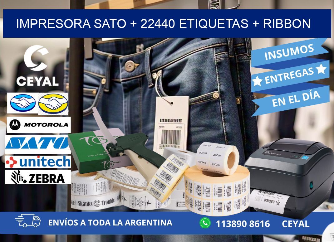 impresora SATO + 22440 etiquetas + ribbon