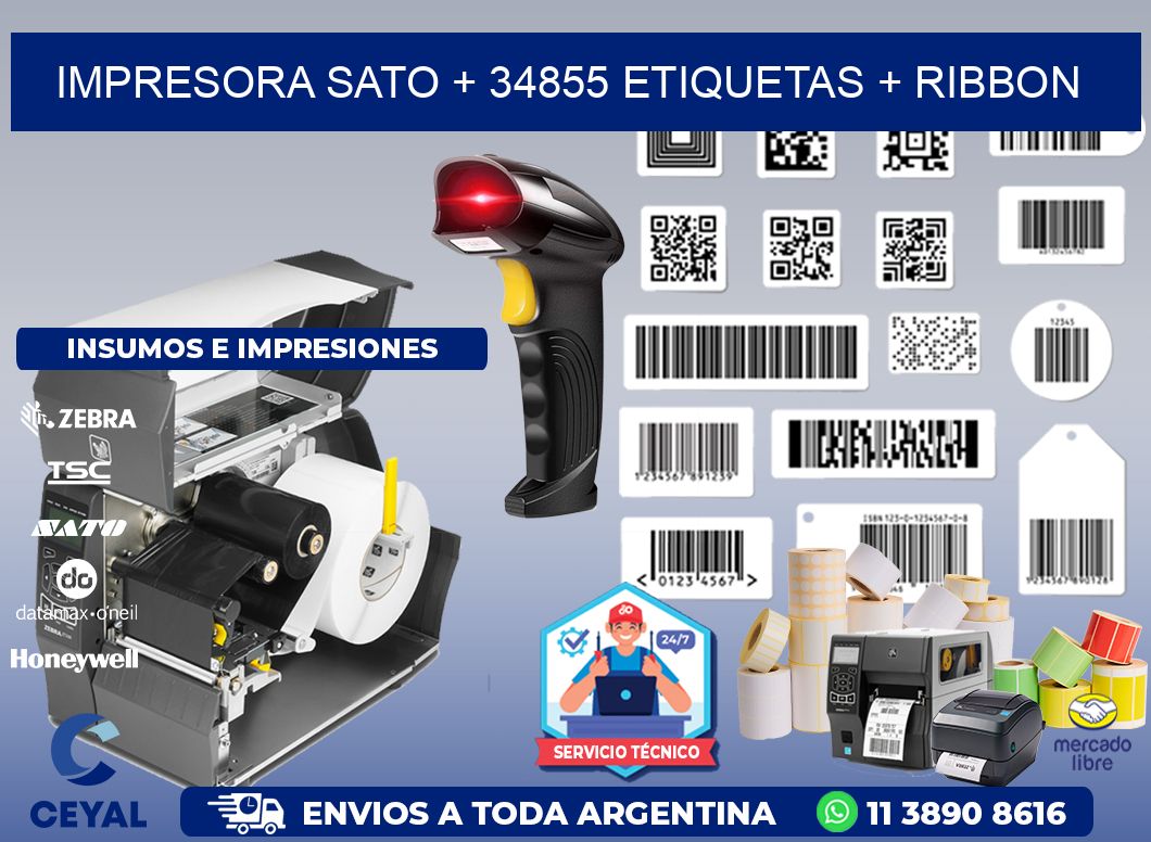 impresora SATO + 34855 etiquetas + ribbon