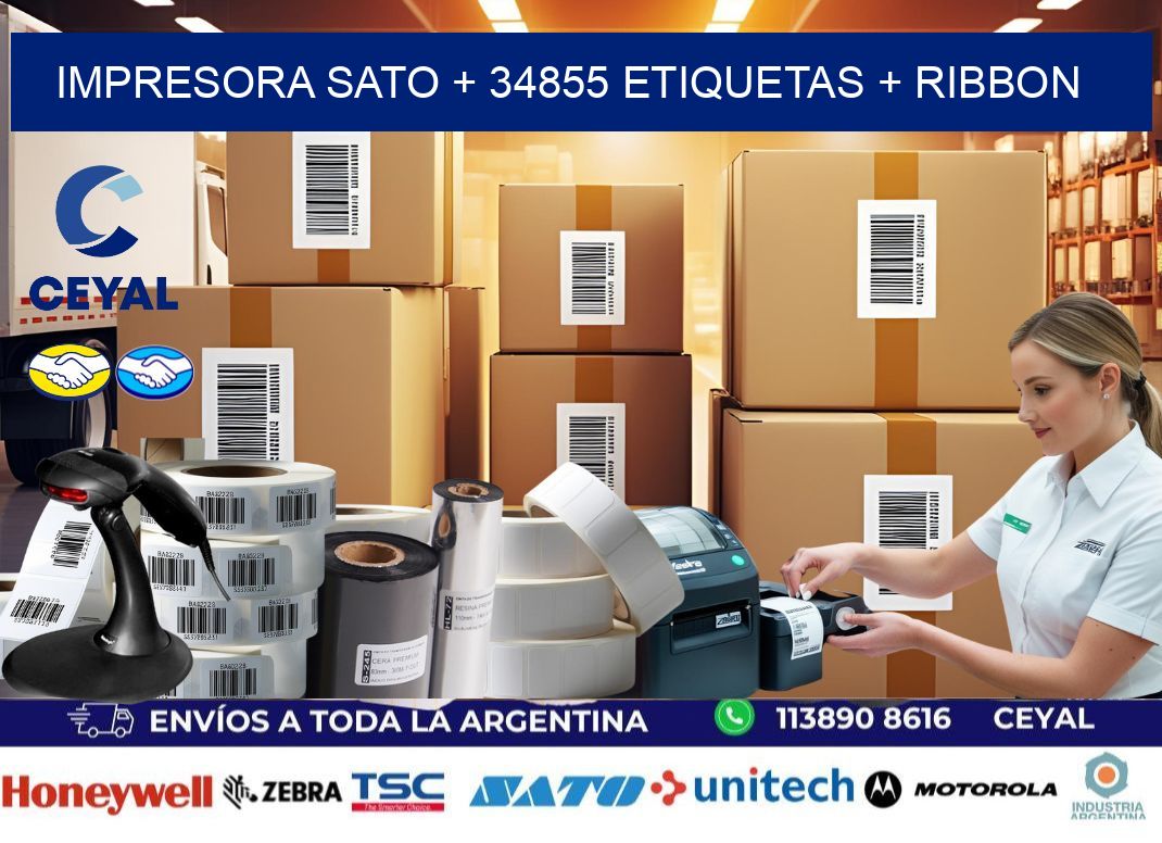 impresora SATO + 34855 etiquetas + ribbon
