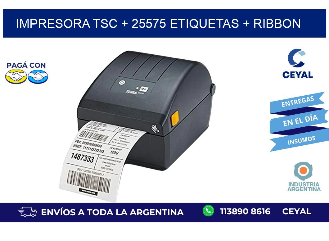 impresora TSC + 25575 etiquetas + ribbon