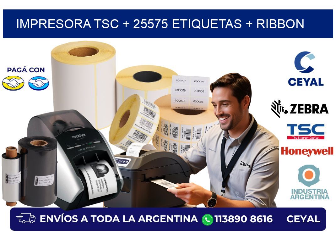 impresora TSC + 25575 etiquetas + ribbon