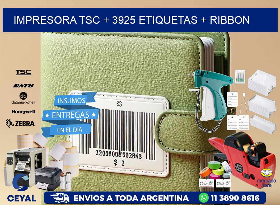 impresora TSC + 3925 etiquetas + ribbon