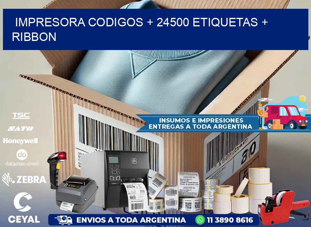 impresora codigos + 24500 etiquetas + ribbon