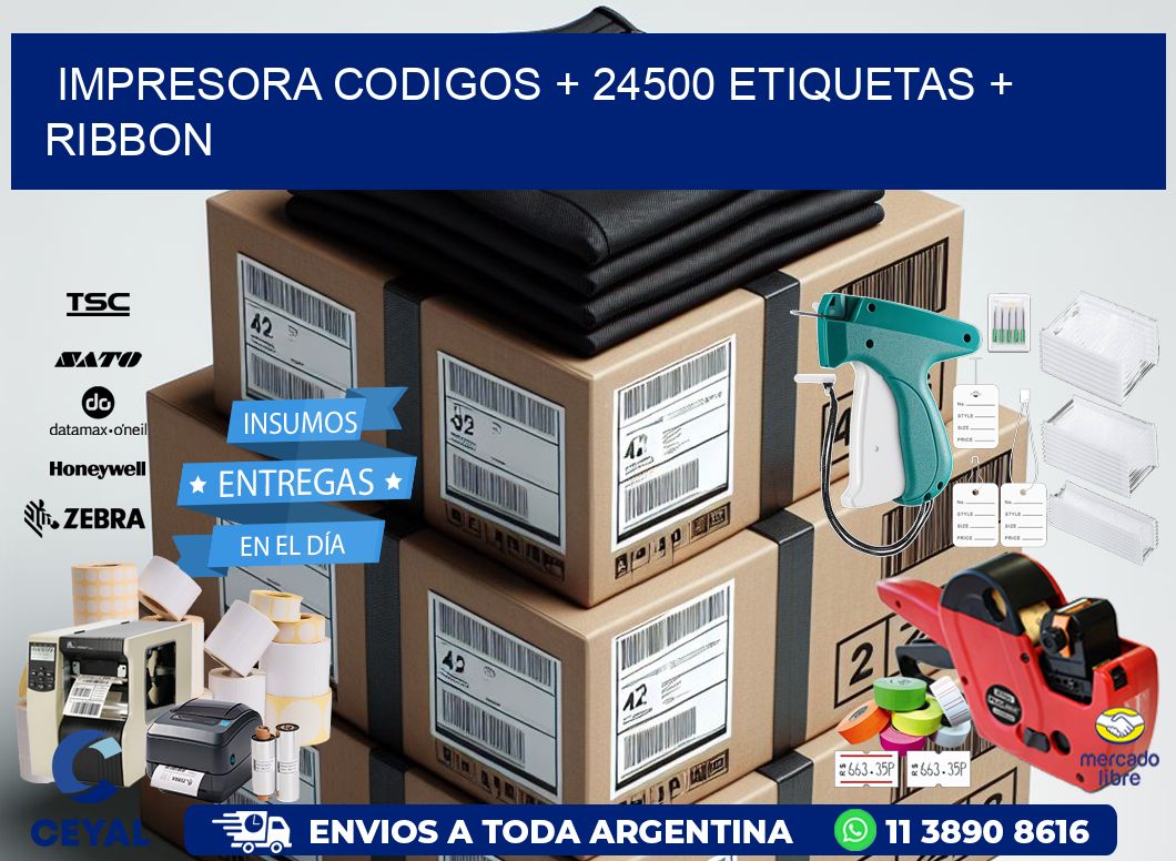 impresora codigos + 24500 etiquetas + ribbon