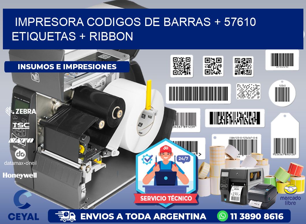 impresora codigos de barras + 57610 etiquetas + ribbon