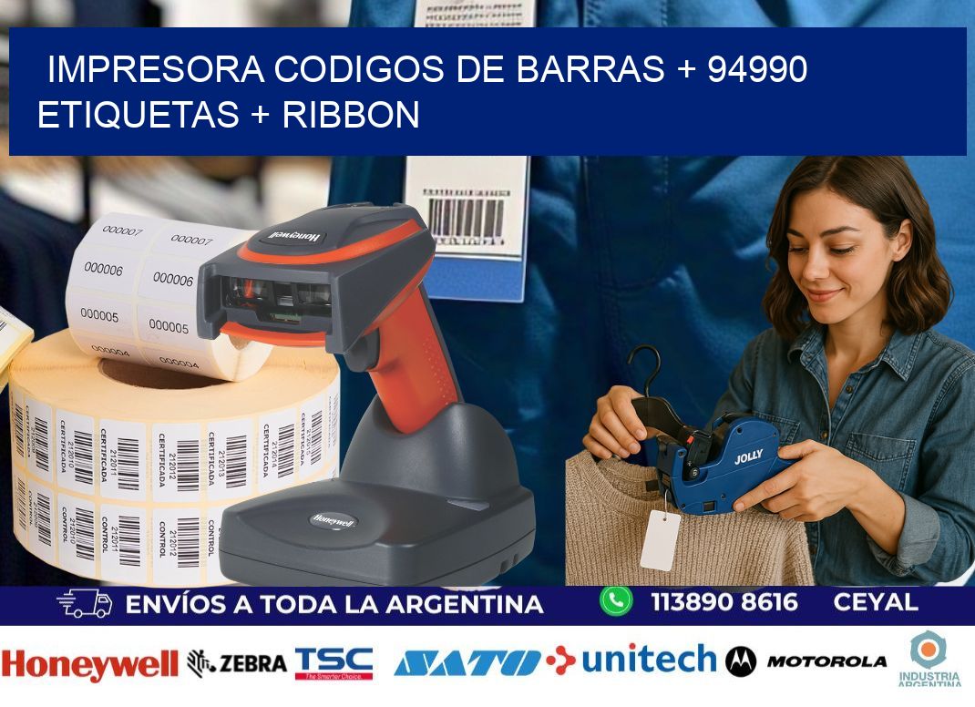 impresora codigos de barras + 94990 etiquetas + ribbon
