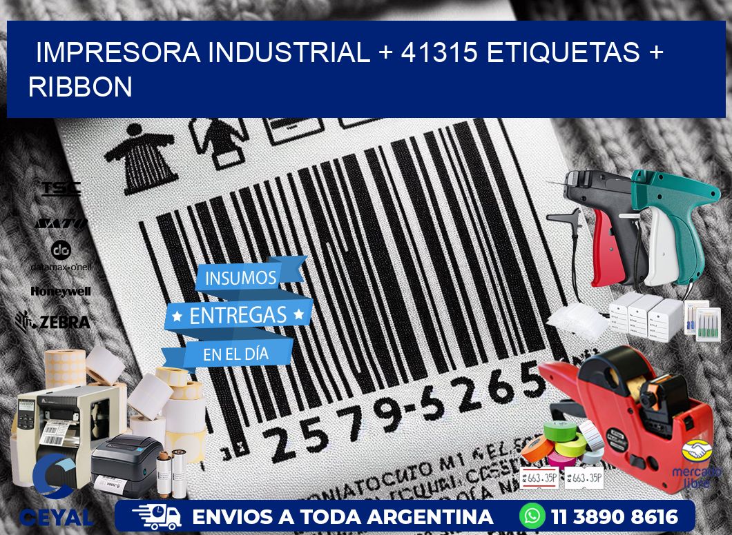 impresora industrial + 41315 etiquetas + ribbon