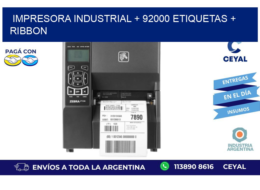 impresora industrial + 92000 etiquetas + ribbon