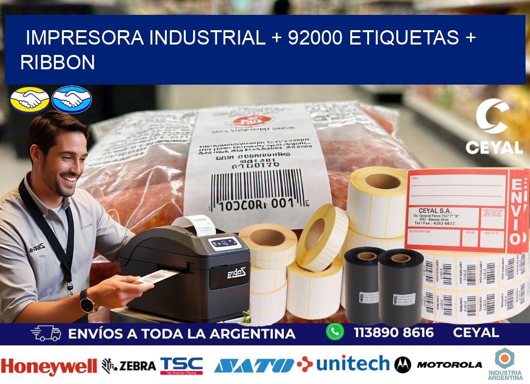 impresora industrial + 92000 etiquetas + ribbon