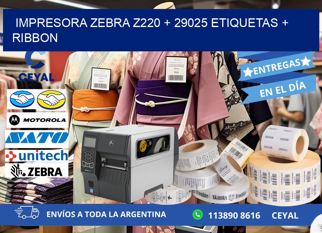 impresora zebra z220 + 29025 etiquetas + ribbon