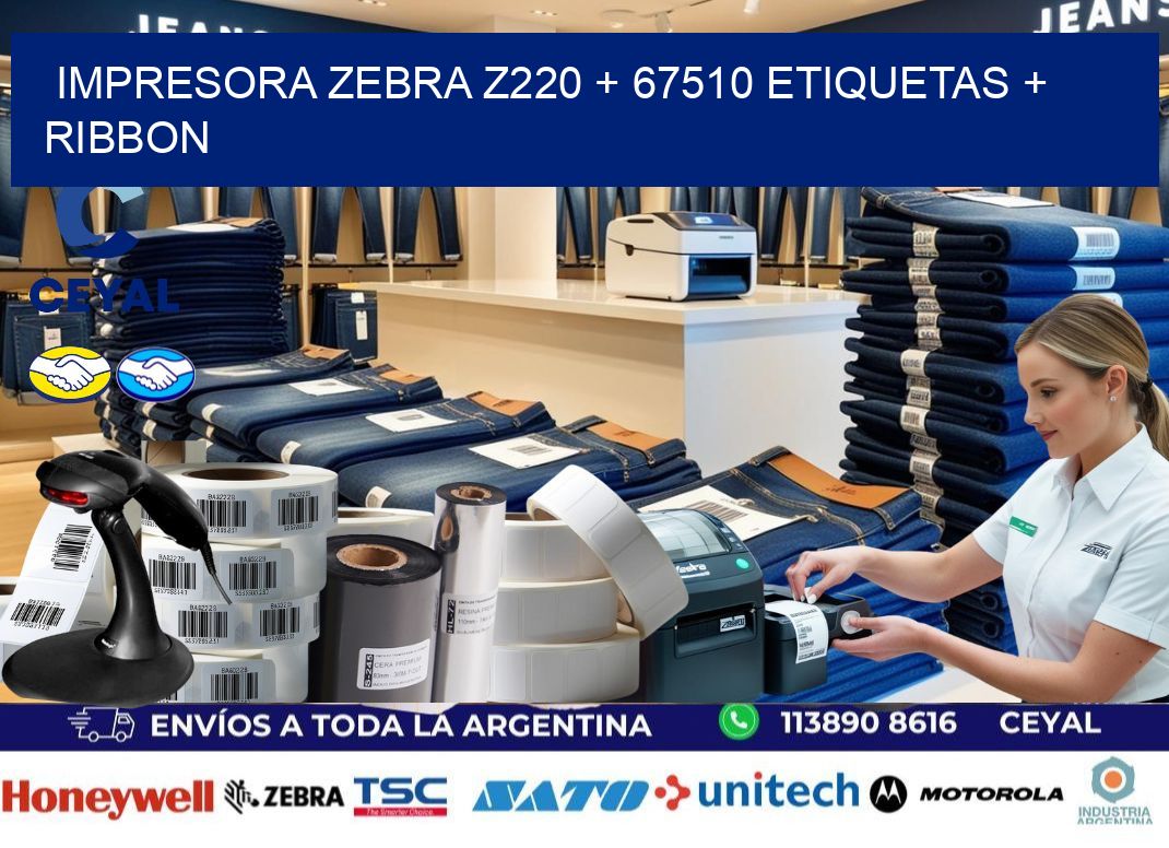 impresora zebra z220 + 67510 etiquetas + ribbon