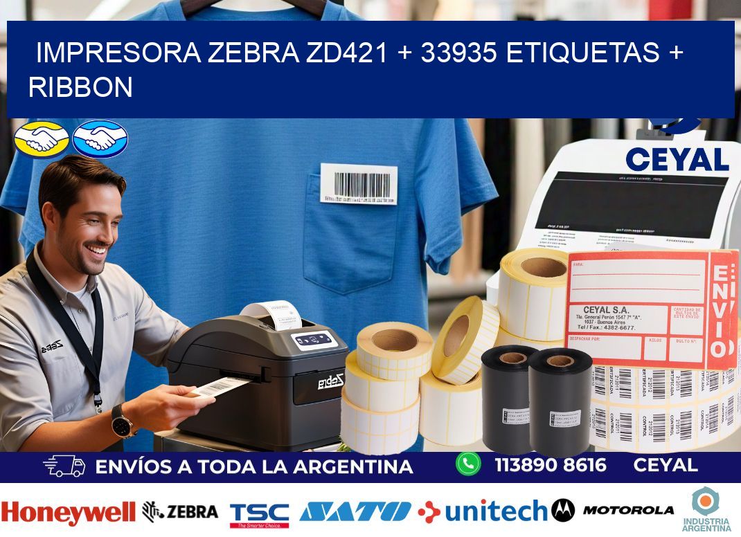 impresora zebra zd421 + 33935 etiquetas + ribbon