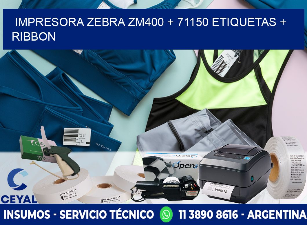 impresora zebra zm400 + 71150 etiquetas + ribbon