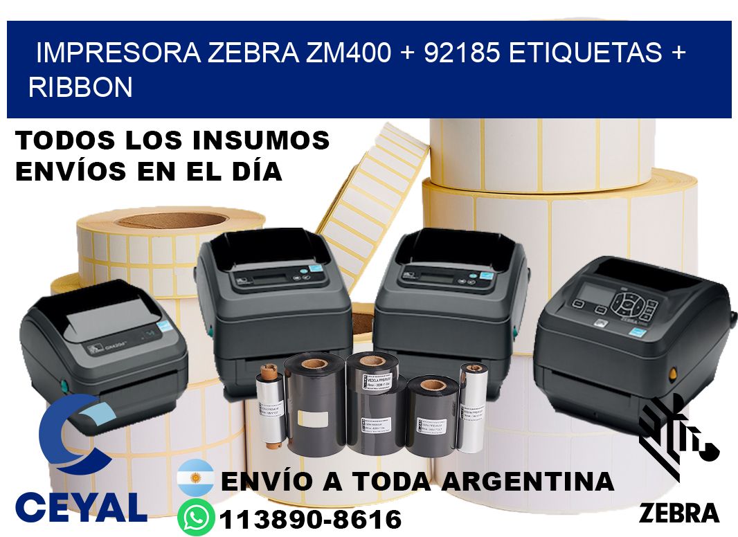 impresora zebra zm400 + 92185 etiquetas + ribbon