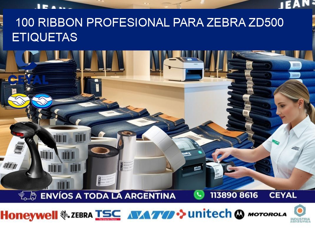 100 ribbon profesional para zebra zd500 etiquetas