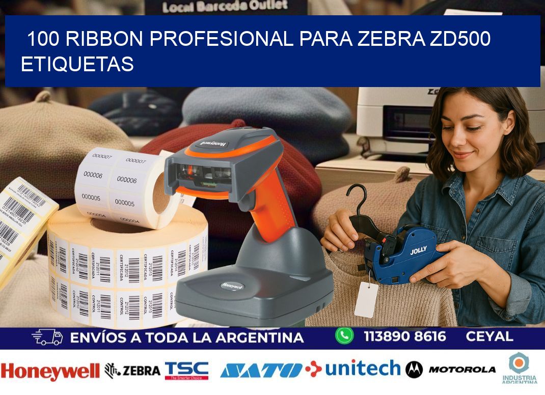 100 ribbon profesional para zebra zd500 etiquetas