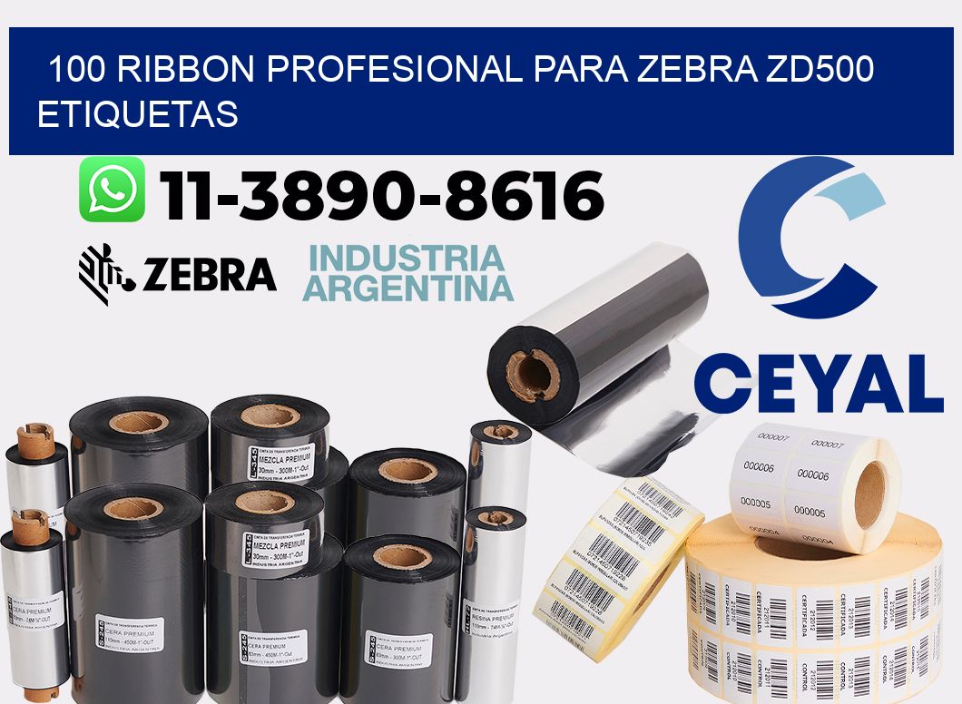100 ribbon profesional para zebra zd500 etiquetas