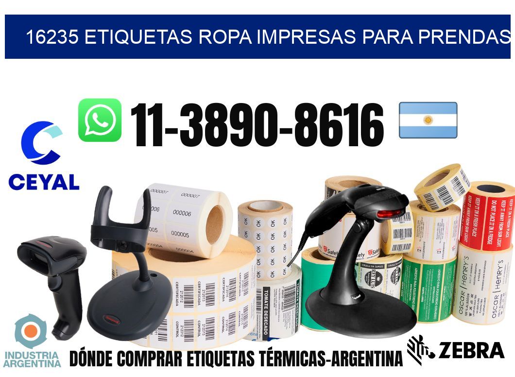 16235 Etiquetas ropa impresas para prendas