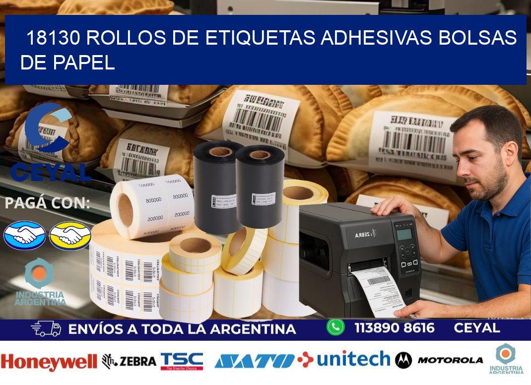 18130 rollos de etiquetas adhesivas bolsas de papel
