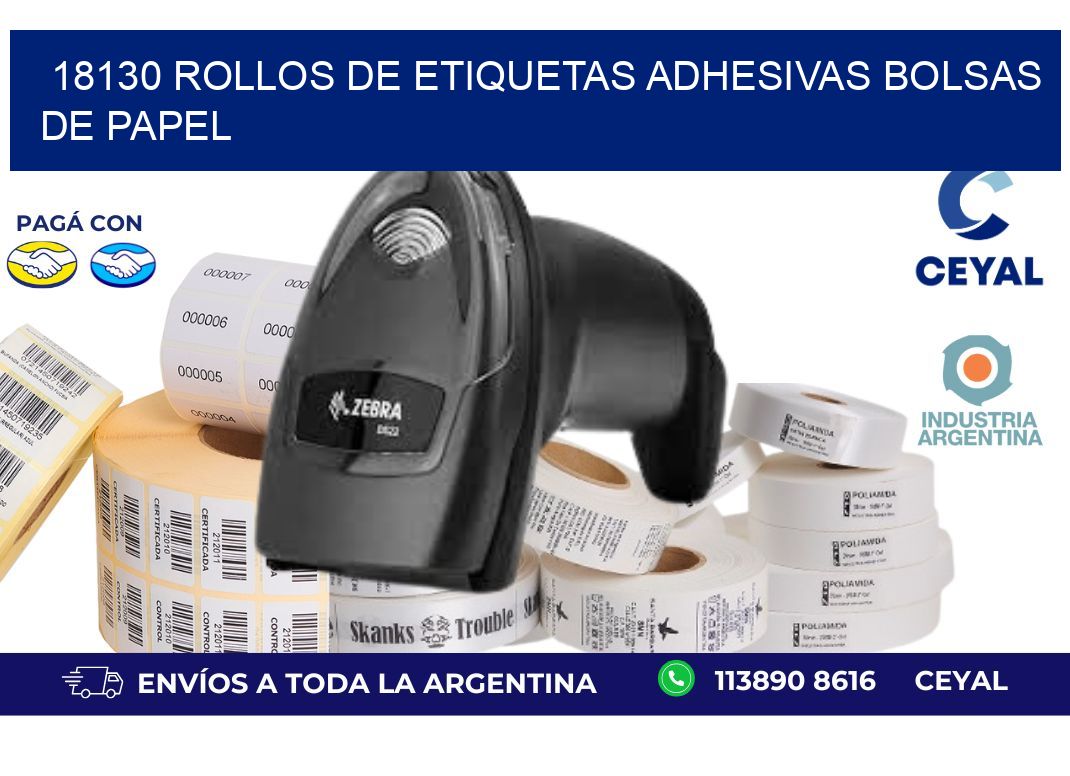 18130 rollos de etiquetas adhesivas bolsas de papel