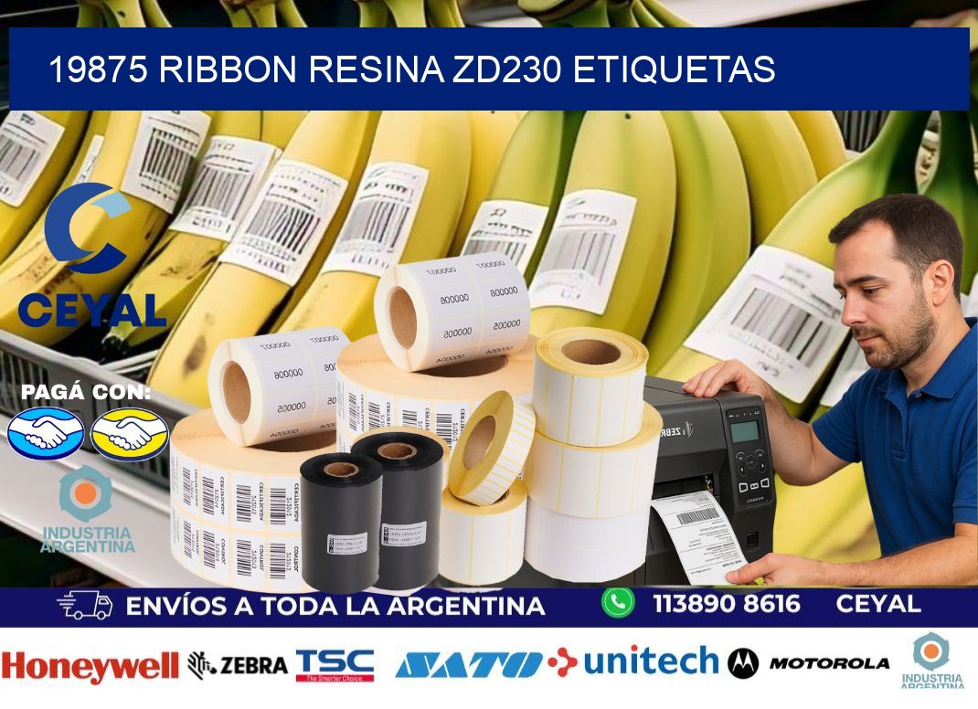 19875 ribbon resina zd230 etiquetas